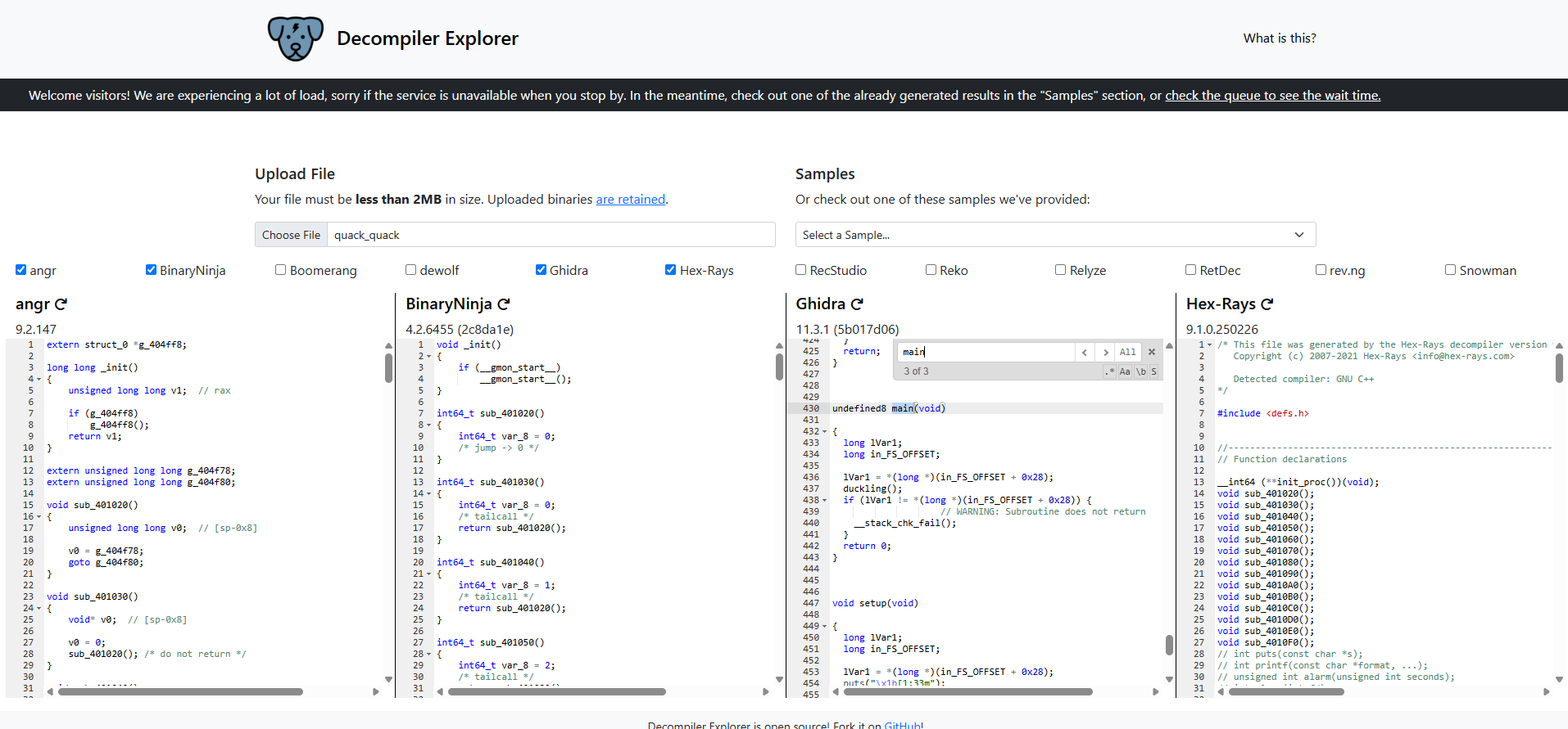 Online decompiler