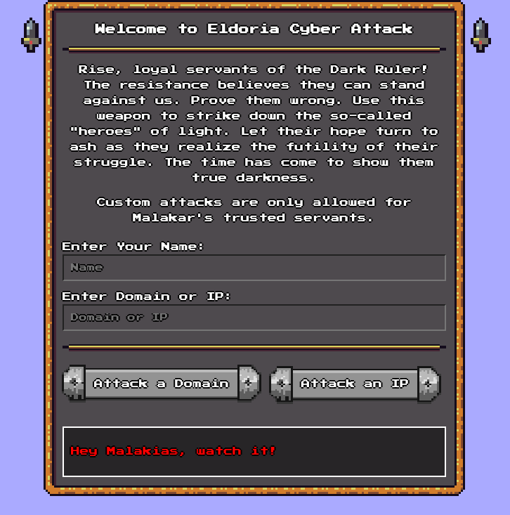Failed attack example