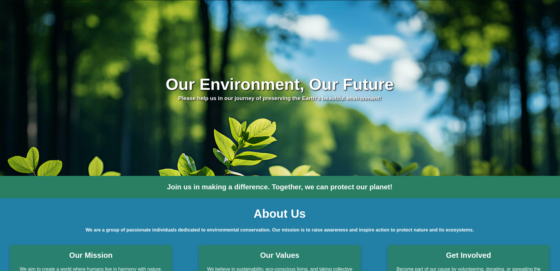 Landing page - Top Half