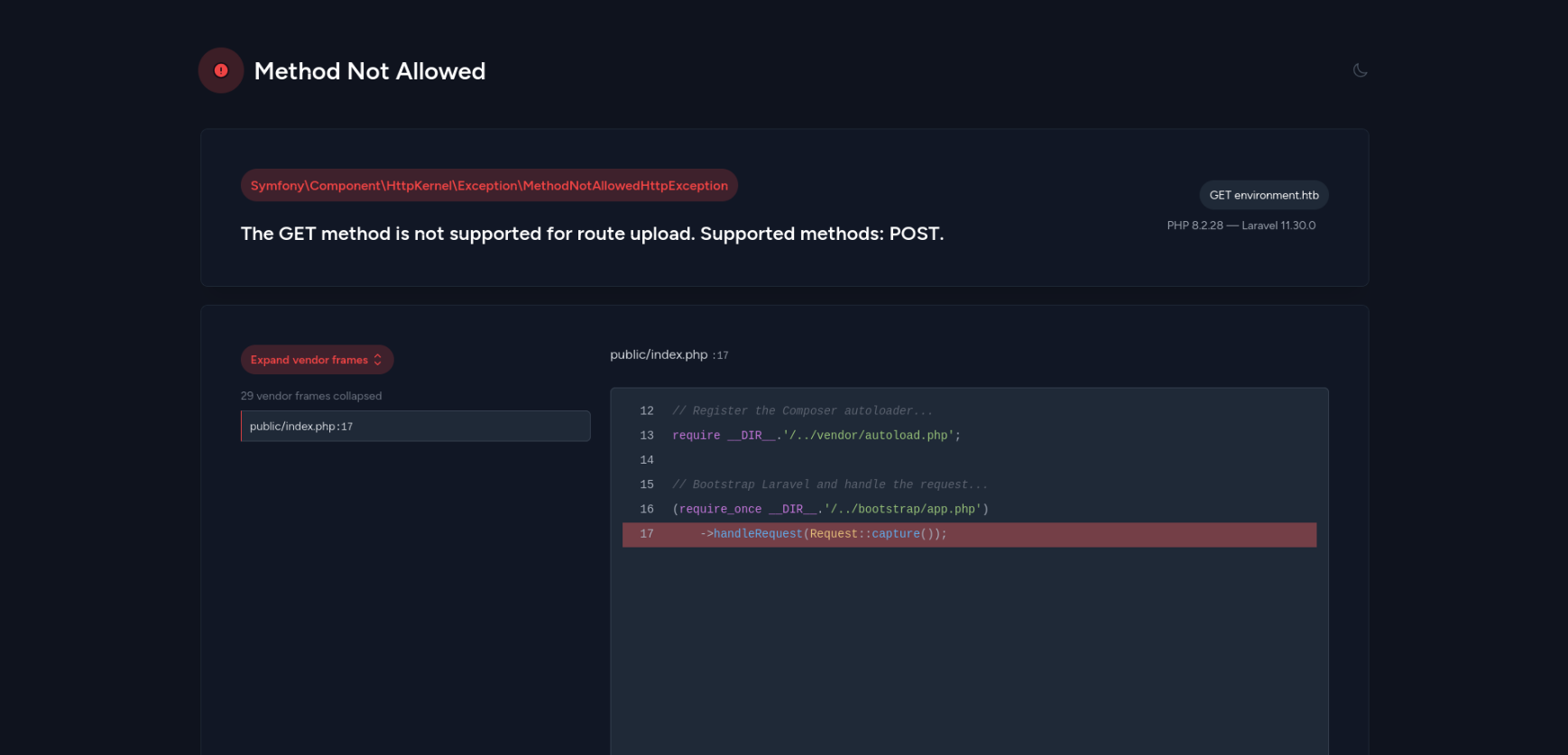 Upload page - error leak